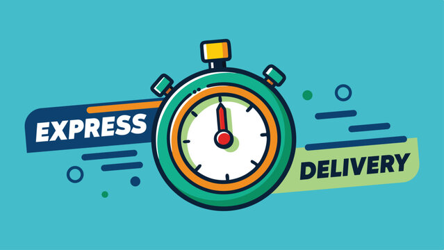 Express delivery with StopwFast delivery. Timer and express delivery inscription. Urgent shipping services atch icon for apps, website and banner. 
