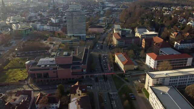 City Administration Buildings in Kaiserslautern Town Center, Drone View