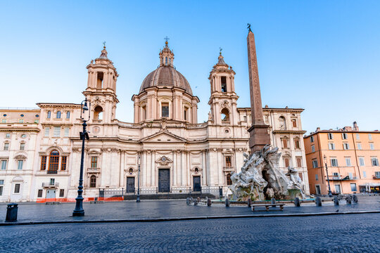 Sant'Agnese in Agone church at dawn, Piazza Navona, Rome