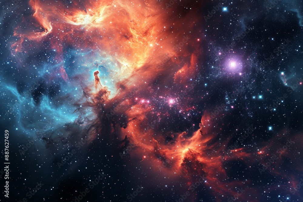 Wall mural sparkling stars and nebulas, exploding star in space supernova nebula galaxy astronomy science in de