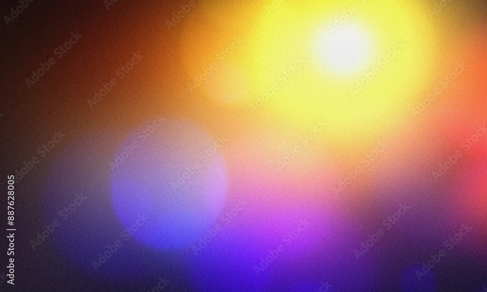 Poster grainy abstract colorful background with spheres of light and bokeh effect