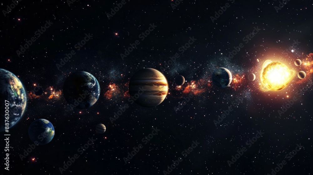 Poster a series of planets in the solar system are shown in the image