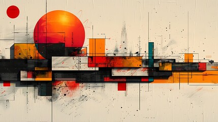 Contemporary art composition with abstract minimalist elements, using clean lines and negative space to create a visually intriguing and sophisticated design. 