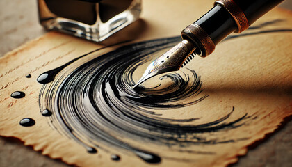 Vintage Paper Black Ink Splash