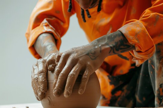 Hands Shaping Clay