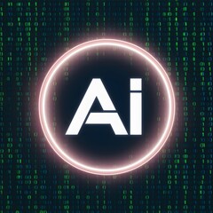 Neon AI Emblem: Digital Innovation
