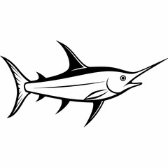 Sword fish icon vector silhouette illustration