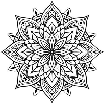 Mandala line art element pattern graphic design for coloring, greeting card, sticker, tattoo, yoga design, wallpaper