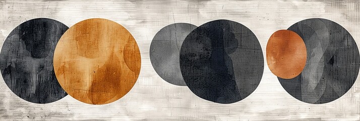 Nordic Bohemian Scandinavian Minimalist Abstract Shapes Watercolor in Taupe and Beige for Simple Decoration Interior Poster Frame Design