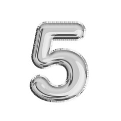Silver Foil Balloon Number 5