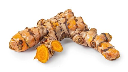 Pure Turmeric Isolated on a Clean White Background, Highlighting Its Golden Essence and Healing Properties.