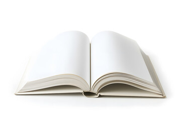 Fototapeta premium Ultra-detailed photograph of a single white opened book, isolated on white background