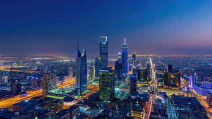 Breathtaking cityscape of Riyadh Saudi Arabia showcasing modern skyscrapers and urban development