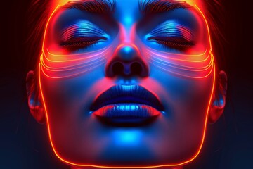 Abstract portrait of woman with neon glow bold and futuristic digital illustration © Leo Rohmann