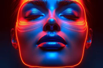 Abstract portrait of woman with neon glow bold and futuristic digital illustration © Leo Rohmann