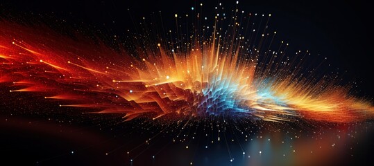 Digital graphic abstract background for technological processes, neural networks, digital data storage, particle flow, fundamentals of artificial intelligence Technology Network Background, banner