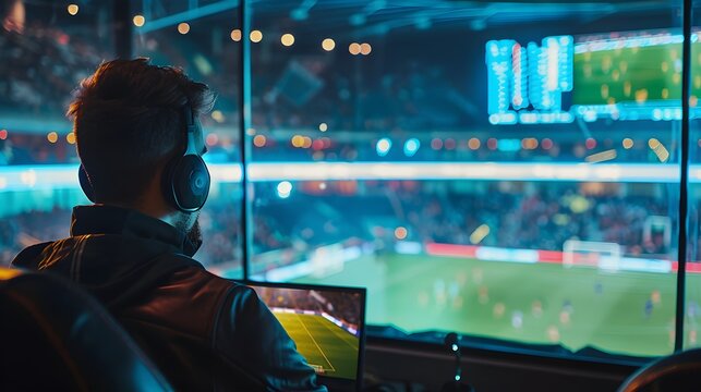 Online bet and analytics and statistics for soccer game, online sport betting concept.