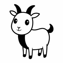 Cute goat vector silhouette illustration