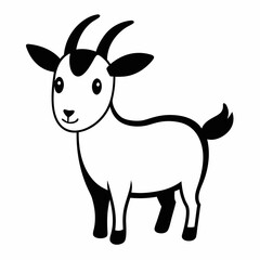 Cute goat vector silhouette illustration