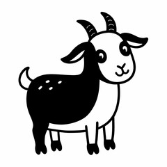 Cute goat vector silhouette illustration