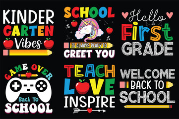 Back to school  Retro vintage Bundle t shirt design.