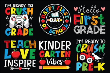 Fototapeta premium Back to school Retro vintage Bundle t shirt design.