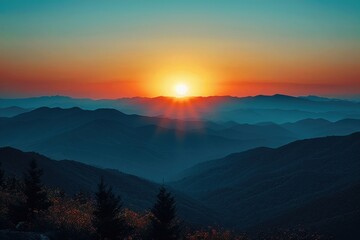 Fototapeta premium Sunset over the Blue Ridge Mountains in North Carolina
