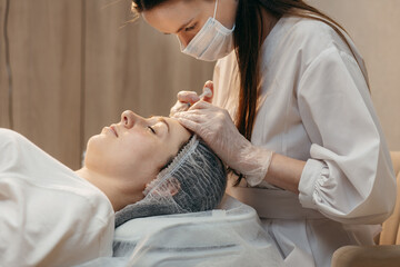 Realistic injections in face of adult women