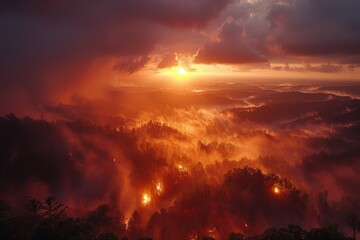 Obraz premium Sunset over the Smoky Mountains in the fall