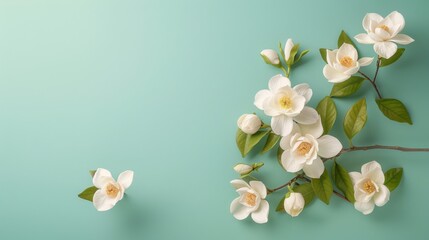 Obraz premium Fragrant Gardenias in Full Bloom - Realistic Floral Composition on Vibrant Background