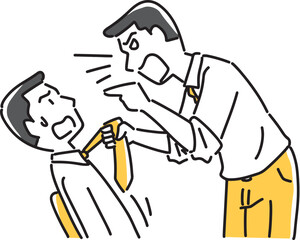 相手のネクタイを持って怒鳴るビジネスマン