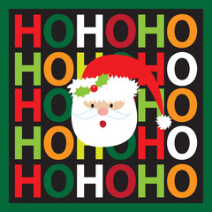 Ho ho ho text with cute santa