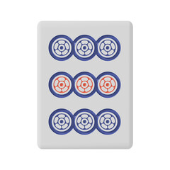 正面から見た麻雀牌(キュウピン)