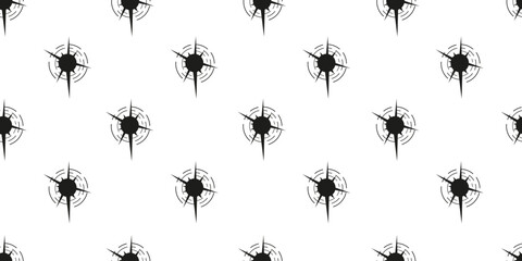 Simple black silhouette of bullet marks seamless pattern. Shot marks ornament. Minimalism vector illustration can used bed linen textile fabric print. EPS 10