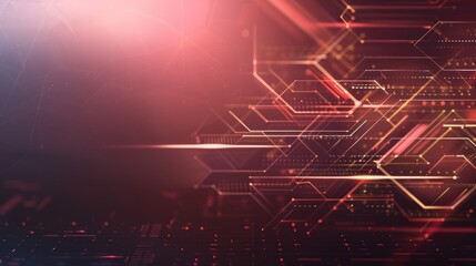 Fototapeta premium An abstract tech background with layered geometric shapes and glowing edges, leaving a blank area on the left for text