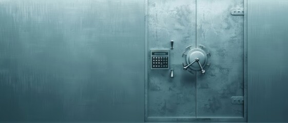 A bank vault door with a keypad entry and biometric scanner, indicating maximum security