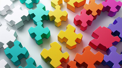 a 3D hexagonal shape puzzles as the central element.