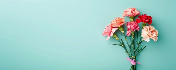 Blooming Beauty: Colorful Carnation Bouquet Perfect for Gifting on Plain Background