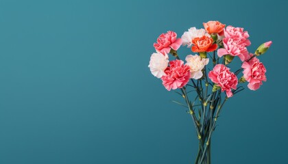 Fototapeta premium Nature's Beauty in Blooms: Mixed-Color Carnation Bouquet for Heartfelt Gifting