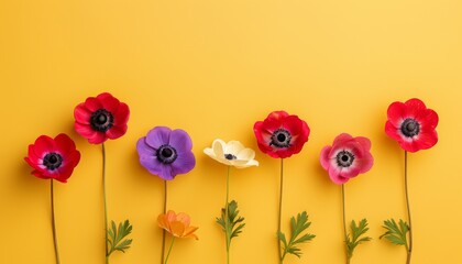 Obraz premium Blooming Beauty - Close-up of Vibrant Anemone Flowers Against Clean Background