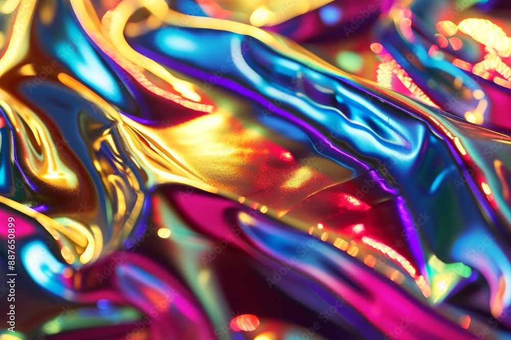 Poster colorful abstract background with shimmering metallic colors, vibrant bokeh effect on abstract backg