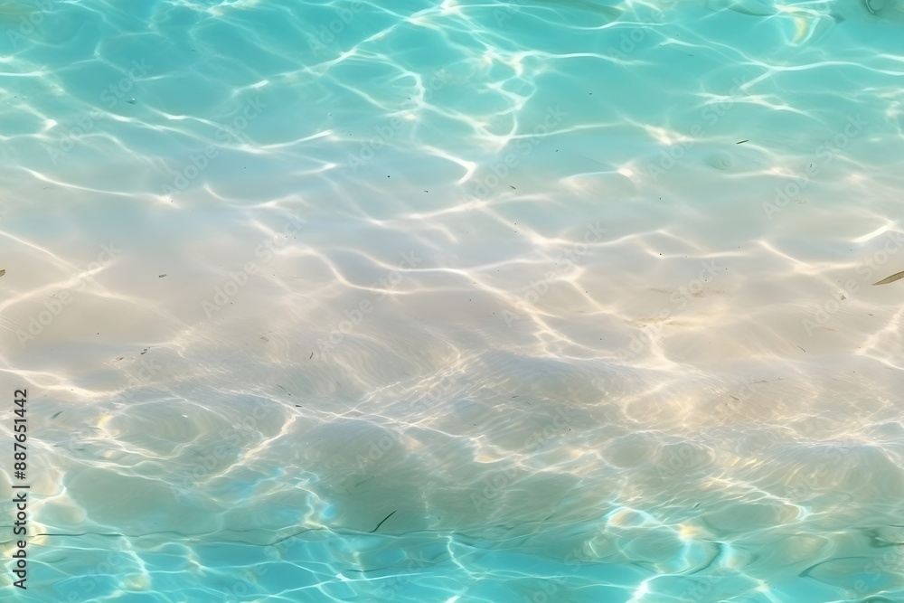 Poster seamless pattern of beautiful wavy ocean surface texture in sunny day. waves with foam rolling on th