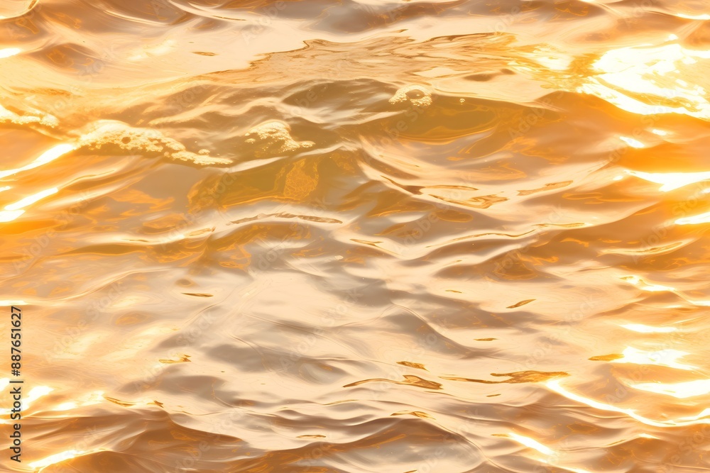 Poster seamless pattern of beautiful wavy ocean surface texture in sunny day. waves with foam rolling on th