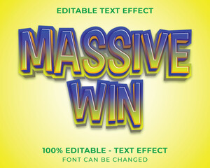 massive win 3d text effect with yellow backgounr easy editable