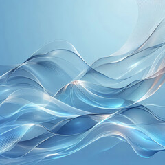abstract blue background with translucent smooth lines, Al Generation