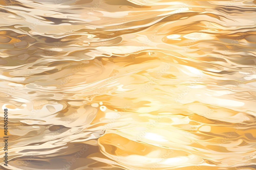 Poster seamless pattern of beautiful wavy ocean surface texture in sunny day. waves with foam rolling on th