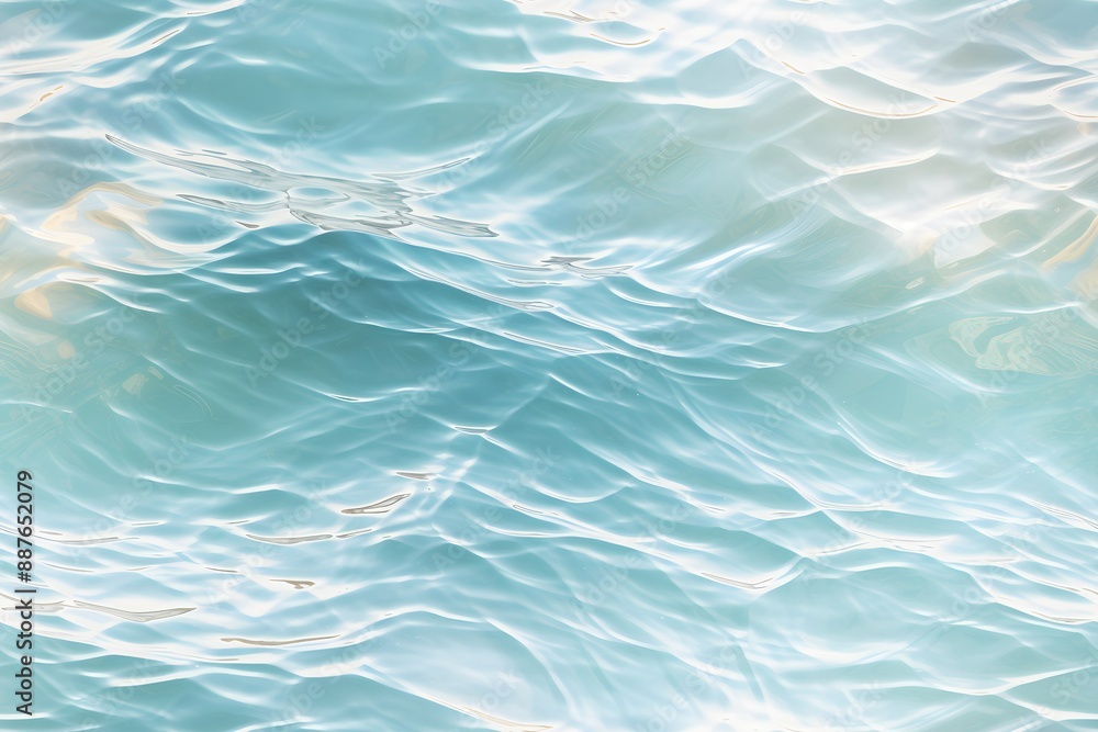 Aufkleber seamless pattern of beautiful wavy ocean surface texture in sunny day. waves with foam rolling on th