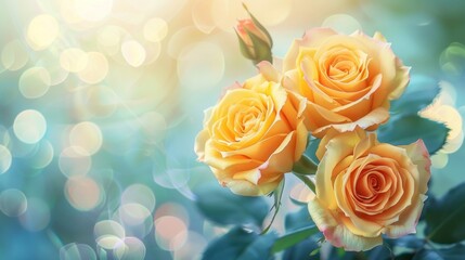 Close-up of Yellow Roses with Soft Bokeh Background