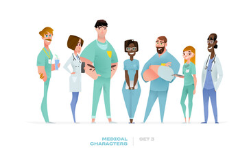 Fototapeta premium Medical Vector Characters Illustration in Standing Pose. 