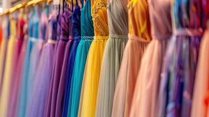 Colorful Dresses Hanging in a Store